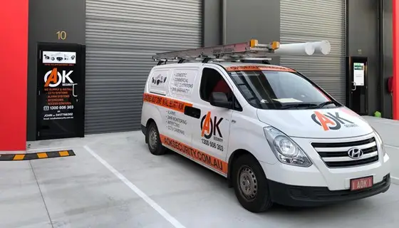 A-OK Security service van at Sunshine Coast garage